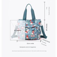 Sac fourre-tout multifonctionnel en nylon grande capacité avec fermeture éclair brodée et doublure en polyester pour femmes et mamans - Sac à main portable