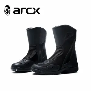 ARCX摩托车防水赛车穿黑色摩托骑行真皮摩托车摩托直升机巡洋舰旅行靴