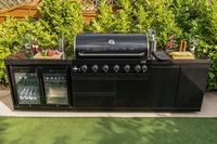 Meubles de cuisine extérieurs Vermonhouzz résistants aux intempéries en acier inoxydable 304, îlot BBQ de jardin luxueux et modulaire avec évier et grill