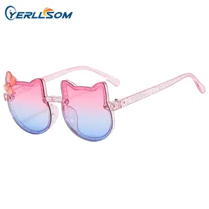 高品质卡通儿童太阳镜防紫外线时尚复古KT猫框儿童眼镜kt猫造型太阳镜