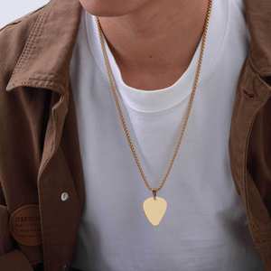 قلادة جيتار أنيقة من Zhongzhe قلادة قلادة مطلية بالذهب مقاومة للماء للنقش على المجوهرات للرجال - Product Image 3