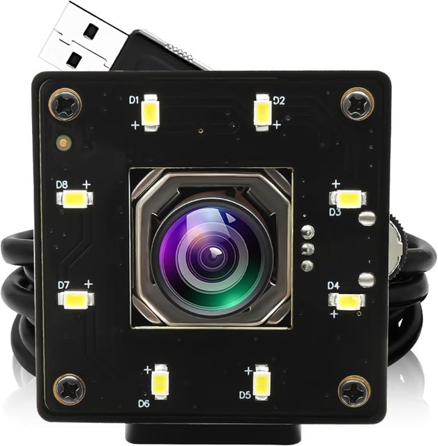 12MP Night Vision USB Camera Auto Focus High Speed 1080P 120FPS Mini Metal Webcam with No Distortion Lens for Robotic Vision