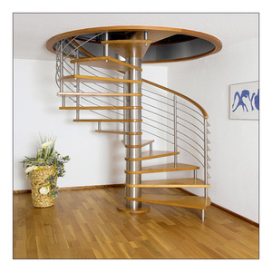 Peldaños de Escalera de Caracol de Madera Maciza de Alta Resistencia, <span class=keywords><strong>Escalones</strong></span> <span class=keywords><strong>Prefabricados</strong></span> de Madera Dura para Escaleras de Caracol con Estructura Metálica - Product Image 4