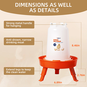 1.5L Drinker and 3KG <strong>Feeder</strong> Plastic Chick <strong>Feeder</strong> and Drinker With Legs Poultry Duck Chicken <strong>Feeders</strong> and Drinkers Set - Product Image 4