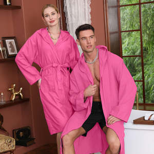 Peignoir de couple en microfibre tissée à ressort avec logo brodé, confort à domicile, double face, épaissi, long pour homme et femme - Product Image 3