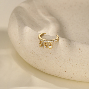 Single S925 Sterling <b>Silver</b> C Shape Tassel Drop Zircon <b>Ear</b> <b>Cuff</b> Earrings - Product Image 2