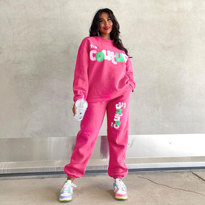 Abbigliamento Streetwear Casual Trendy Autunnale per Donne, Set Personalizzato con Felpa e Pantaloni con Stampa di Lettere - Product Image 1