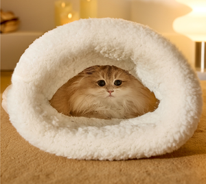 Ультра мягкая милая плюшевая кровать для пещеры для маленьких и средних собак кошек утолщенная теплая зимняя кошка спальный мешок домик для домашних животных - Product Image 2