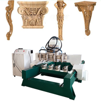 Carpintería CNC máquina de talla de 4 ejes múltiples rotativa CNC torno para curva patas de muebles de madera de