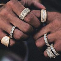 Bague Moissanite personnalisée pour homme en argent 925 plaqué or blanc Bijoux Hiphop Vvs Bague Moissanite glacée