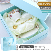 Ensemble tasse à café et soucoupe en porcelaine fine personnalisé, motif floral, coffret cadeau, service à thé OEM ODM