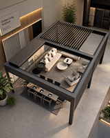Pergola motorisée en aluminium pliable Greenawn, pergola de luxe pour l'extérieur, imperméable, toit rétractable à lamelles
