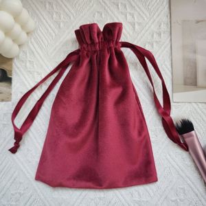 Pochette en velours imprimée personnalisée de haute qualité avec cordon de serrage pour emballage, couleur violet baie, pour cosmétiques, bijoux et cadeaux (vente en gros) - Product Image 2