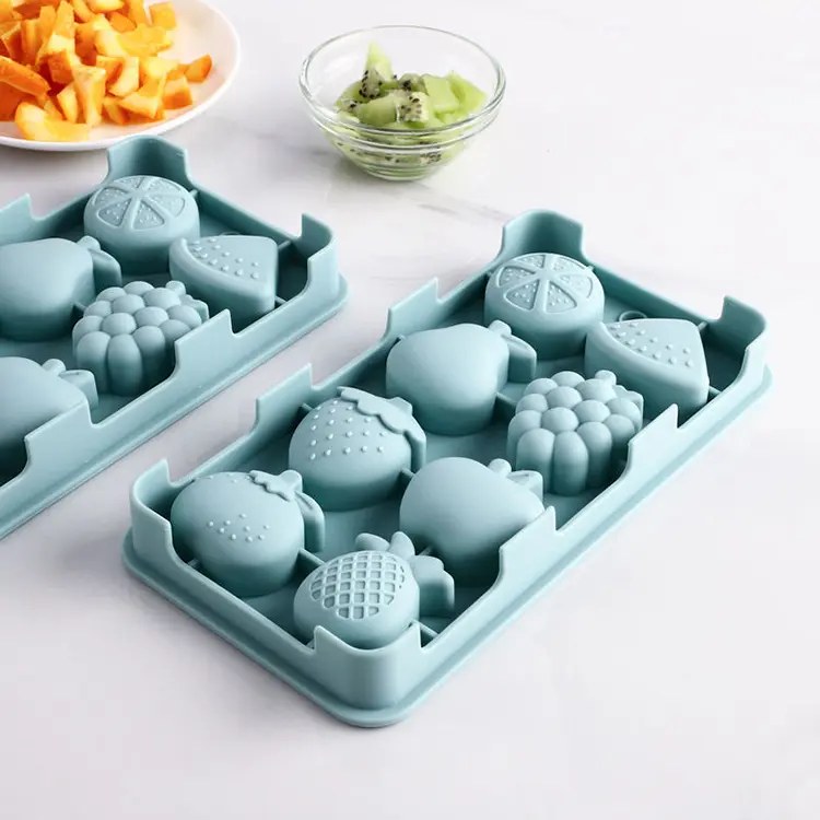 Offre Spéciale Réutilisable de Qualité Alimentaire Silicone 8 cavités Facile Libération Grand Glace Cube Plateau de Fruits