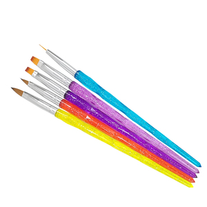 Lot de 5 pinceaux à ongles français à poils en nylon, manche en plastique, pour poudre acrylique, gel et manucure - Product Image 1
