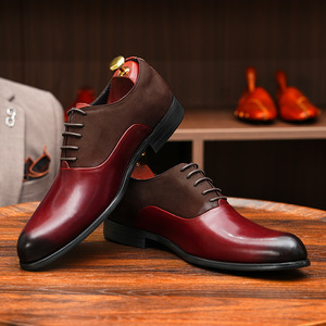 Chaussures en cuir pour hommes, style business casual, à semelle épaisse et talon haut, mocassins en cuir brillant, chaussures de mariage formelles pour hommes - Product Image 2