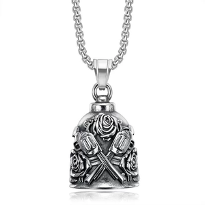 Cloche en acier inoxydable Rose-Gun Punk Gremlin pour moto Guardian Biker Gremlin <span class=keywords><strong>Bell</strong></span> Ride Exorcist <span class=keywords><strong>Bell</strong></span> pour hommes femmes - Product Image 1