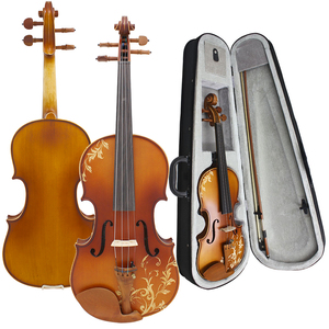 Violon artisanal Astonvilla Factory modèle 4/4, accessoires en jujube, motif <span class=keywords><strong>artistique</strong></span> imprimé, gravure florale, avec étui - Product Image 1