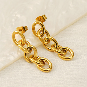 Zogxin Chain Drop Earrings 18K Gold Plated Stainless Steel Fashion Party Jewelry Geometric Design Women's Earrings - Product Image 2