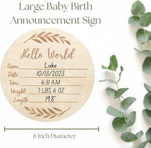 Signe d'annonce <span class=keywords><strong>de</strong></span> bébé en bois pour nouveau-né grand 6 pouces Hello World nouveau-né nom signe pour annonce <span class=keywords><strong>de</strong></span> naissance d'hôpital - Product Image 5