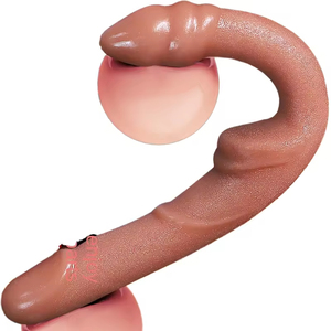 Dildo réaliste en silicone souple à double tête pour couples lesbiens, jouet sexuel pour femmes. - Product Image 4