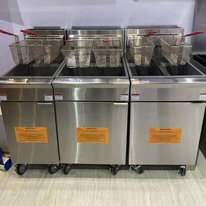 Friteuse professionnelle industrielle en acier inoxydable à gaz, 3 brûleurs, style américain, gaz naturel, pour poulet et frites, garantie 1 an - Product Image 6