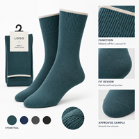 Chaussettes pour hommes en coton et élasthanne, tricot côtelé fin, couleur turquoise pierre, avec talon et bout renforcés, tailles personnalisées