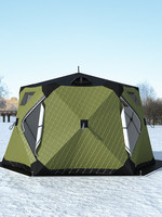 Cabane de pêche sur glace hexagonale, camping en plein air, pêche hivernale, imperméable, 800 mm, poteaux en fibre de verre quatre saisons, tissu Oxford