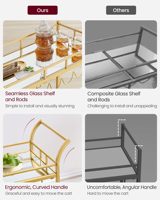 Chariot de bar pliable en or de luxe moderne Chariot à roulettes pour hôtel, cuisine, salle à manger et hôpital Chariot de service de bar à domicile en métal