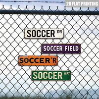 Letrero Metálico Largo Plano de Fútbol con Impresión 2D, Decoración de Pared con Tipografía Deportiva Retro para Patio Trasero, Campo, Gimnasio, Sala de Deportes