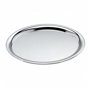 Plateau décoratif ovale 220x287mm en acier chromé et acier inoxydable, design carré élégant pour le service et la présentation des aliments - Product Image 2