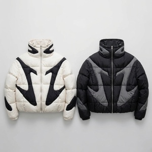 Custom <strong>Men's</strong> Color Block <strong>Puffer</strong> <strong>Jacket</strong> Hooded Quilted Padded Coat Warm Insulated Windproof Breathable Winter Streetwear Casual - Product Image 1