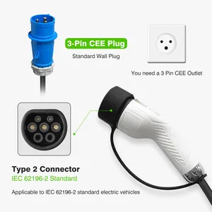 Ev Plug New Zencar IEC62752 Standard DC6ma 32A 7.4kw Level 2 EV Charger IEC 62196- 2 Type 2 Plug With CEE Plug CE Certification