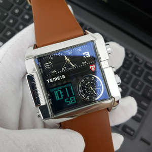Elegante reloj de cuarzo para hombre con caja redonda, correa de cuero y pantalla analógica - Product Image 4