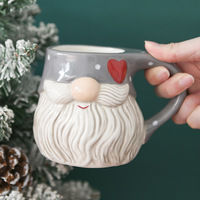 Nouvelle tasse en céramique BON WILL de style européen, avec poignée, capacité de 350 ml, écologique, à thème Père Noël, gaufrée pour Noël