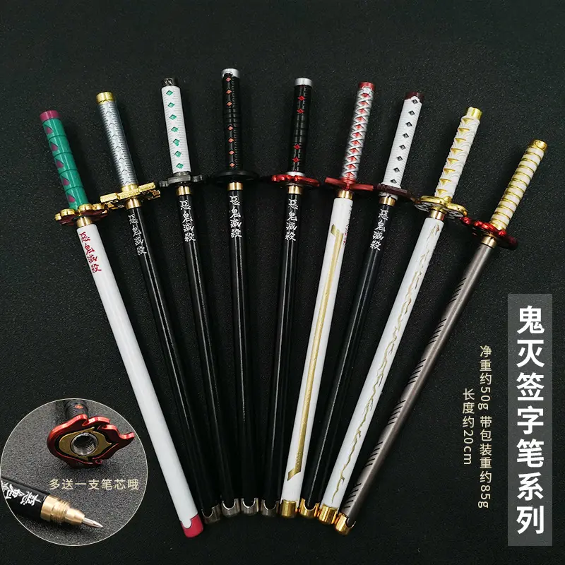 17 סגנונות אבץ סגסוגת חרב צורת יפני אנימה Kimetsu לא Yaiba קאמאדו קוטלת שד קטאנה עט עבור אוהדי מתנה