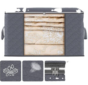 Grandes boîtes <span class=keywords><strong>de</strong></span> <span class=keywords><strong>rangement</strong></span> rectangulaires avec poignées durables, grises, <span class=keywords><strong>pour</strong></span> vêtements, couettes, literie, oreillers, sacs <span class=keywords><strong>de</strong></span> <span class=keywords><strong>rangement</strong></span> <span class=keywords><strong>pour</strong></span> déménagement - Product Image 2