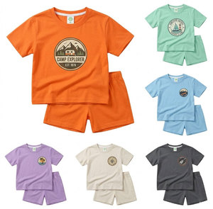 Ensembles de vêtements d'été pour enfants en gros, motifs variés, manches courtes et sans manches, col rond, polyester, tailles mixtes 3-6 ans - Product Image 1