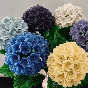 Regalos corporativos: Tallo de flor de hortensia <span class=keywords><strong>azul</strong></span> con cuentas, estilo vintage francés, hecho a mano <span class=keywords><strong>y</strong></span> personalizado, decoración única para el hogar, tallo artificial para arreglos florales en jarrones. - Product Image 1