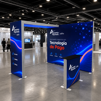 Stand d'exposition personnalisé avec boîte lumineuse, cadre en aluminium, toile de fond en tissu SEG, affichage LED haute luminosité, portable pour salon professionnel