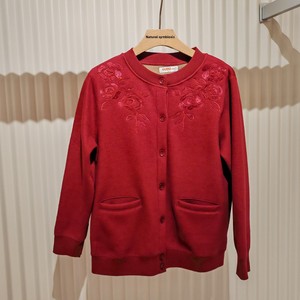 Manteau pull en <span class=keywords><strong>mohair</strong></span> épais pour l'hiver, pour femmes d'âge moyen et âgées, cardigan tricoté à motif floral, doublure polaire, col licou en dentelle - Product Image 3