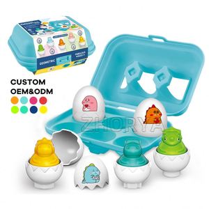 Zhorya 6 pièces – Jouets éducatifs en plastique pour enfants : Œufs de dinosaures intelligents à assembler et à colorier - Product Image 1