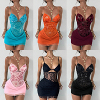 Robe d'été tendance en maille unie pour femme, robe courte décontractée en dentelle, robe longue à bretelles – Vente en gros