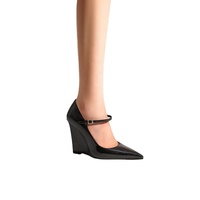 Escarpins Mary Jane à talon compensé de 10,5 cm, à bout pointu, ornés de strass brillants personnalisés, pour femme |   Robe tendance et confortable OEM/ODM