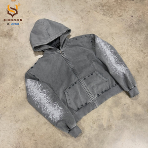 Conjunto de Sudadera con Capucha y Pantalones Deportivos para Hombre, Estilo Vintage, Lavado Ácido, Efecto Desgastado por el Sol, con Logotipo Impreso en DTG, Tejido Grueso, Libre de Impuestos en EE. UU. - Product Image 3