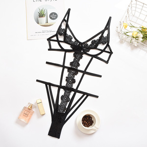 Vente en gros de lingerie érotique Lingerie rayée transparente à coutures florales Lingerie sexy pour femmes Bodys - Product Image 6