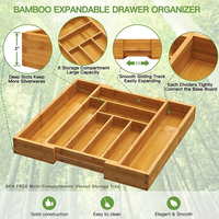 Organizer Laci Bambu yang Dapat Disesuaikan dan Diperluas, Baki Penyimpanan Multi Kompartemen untuk Dapur, Rumah, dan Makeup