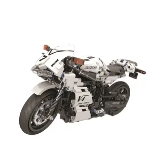 716PCSプラスチックバイクモデルおもちゃのレンガホワイトレーシングモーターサイクルビルディングブロック教育用レンガギフト大人の趣味