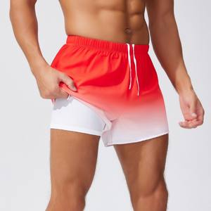 Herren New Style 2 in 1 Laufs horts mit Farbverlauf Mode Zwei schicht ige Shorts Benutzer definiertes Logo Quick Dry Active Sports Shorts - Product Image 4