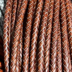 Cordon en cuir tressé véritable vieilli style vintage 3mm 4mm 5mm 6mm rond pour la fabrication de bijoux - Product Image 2